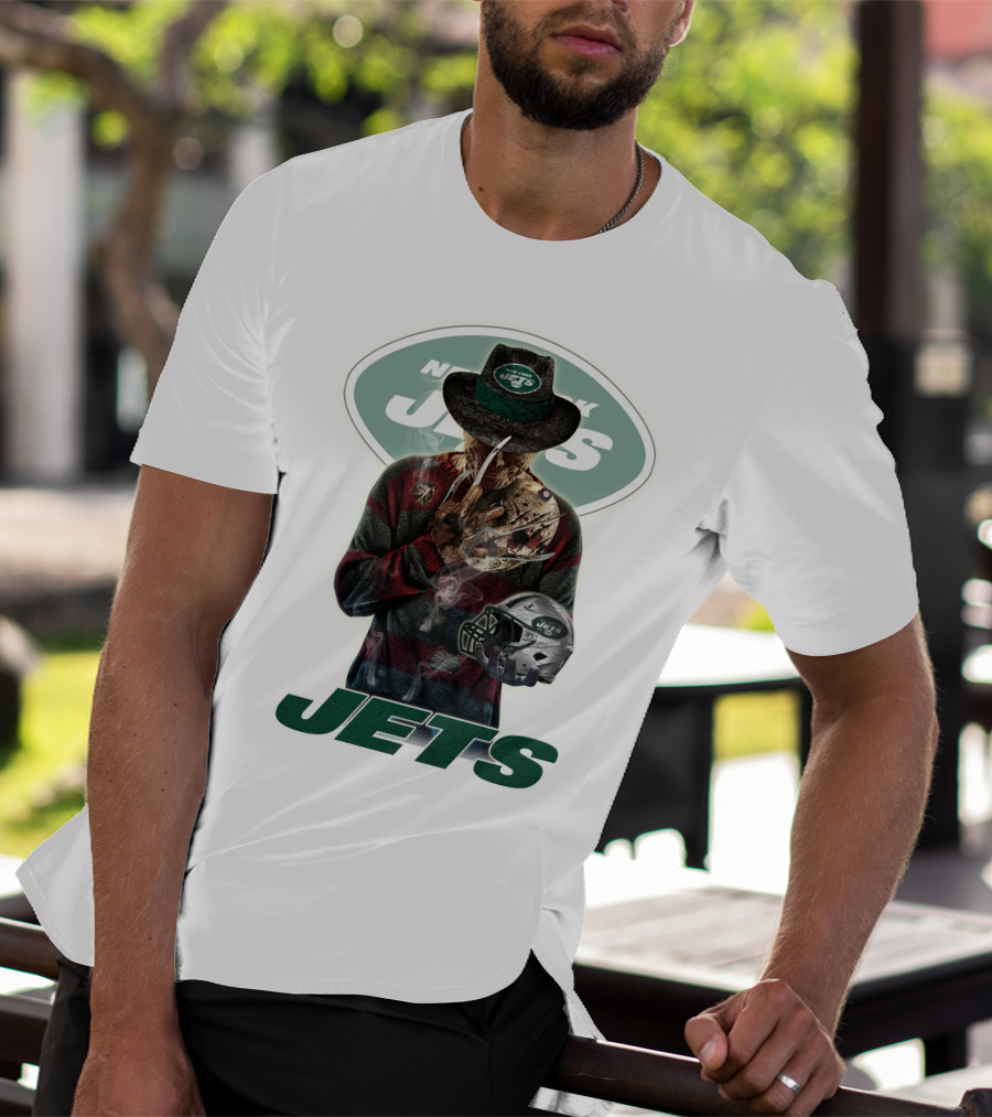 Jason Voorhees New York Jets Freddy Krueger Crossover NFL Football Fan T-Shirt