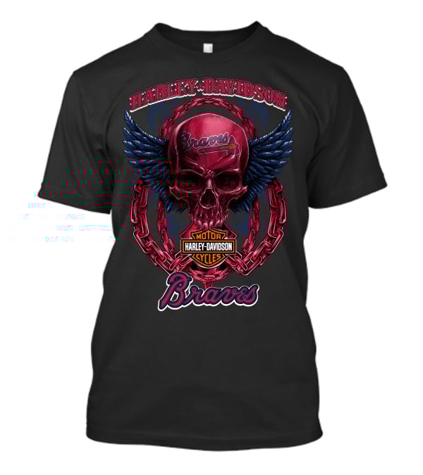 Harley Davidson Braves Skull Wings Atlanta Braves T-Shirt