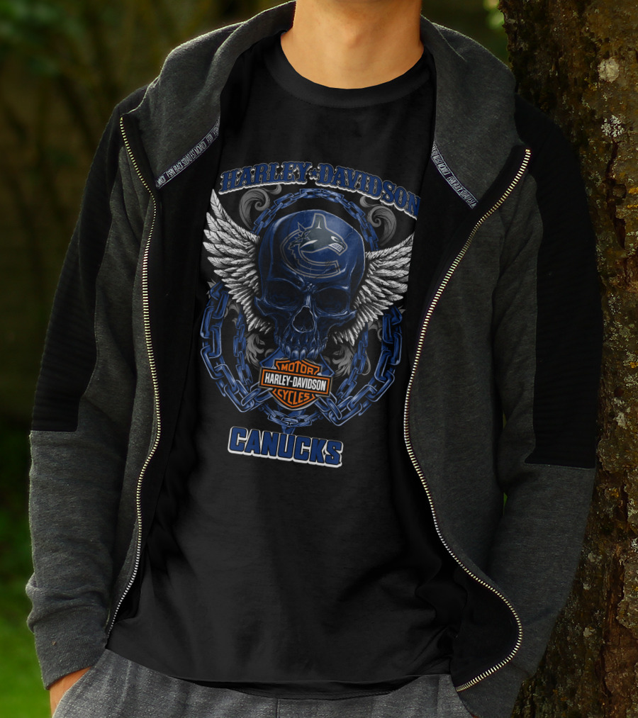 Harley Davidson Canucks Nhl Vancouver Canucks Skull T-Shirt