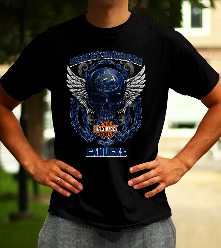 Harley Davidson Canucks Nhl Vancouver Canucks Skull T-Shirt