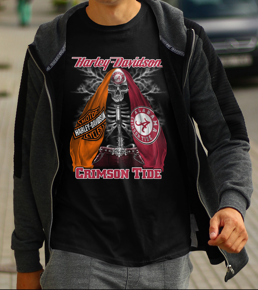 Harley Davidson Alabama Crimson Tide Skeleton M2D23 T-Shirt