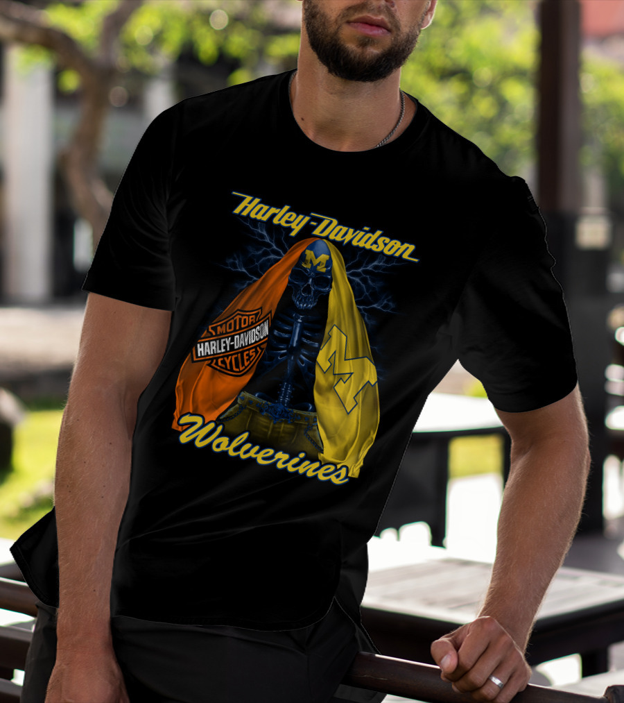 Harley Davidson Motorcycles Michigan Wolverines M2D23 T-Shirt