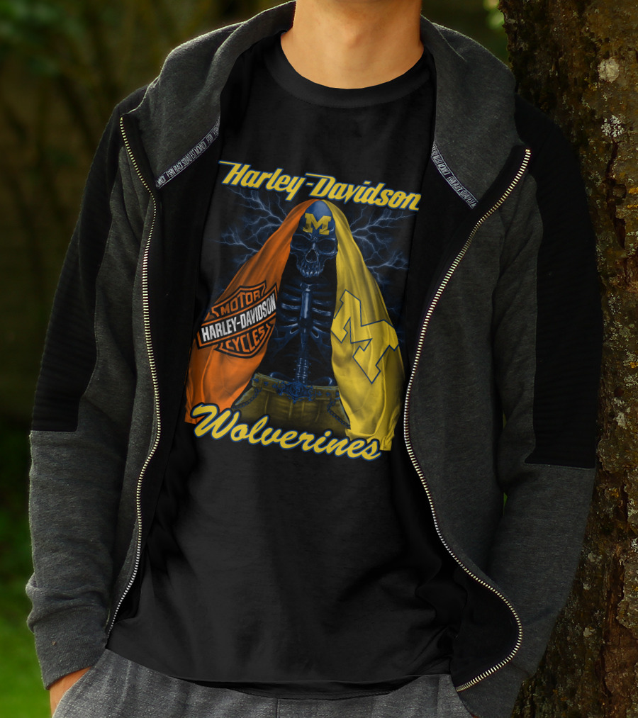 Harley Davidson Motorcycles Michigan Wolverines M2D23 T-Shirt