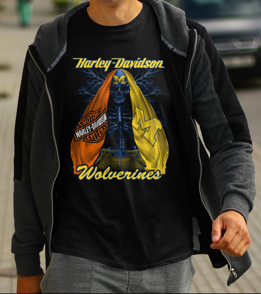 Harley Davidson Motorcycles Michigan Wolverines M2D23 T-Shirt