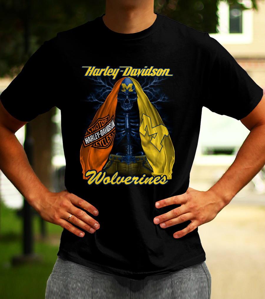 Harley Davidson Motorcycles Michigan Wolverines M2D23 T-Shirt