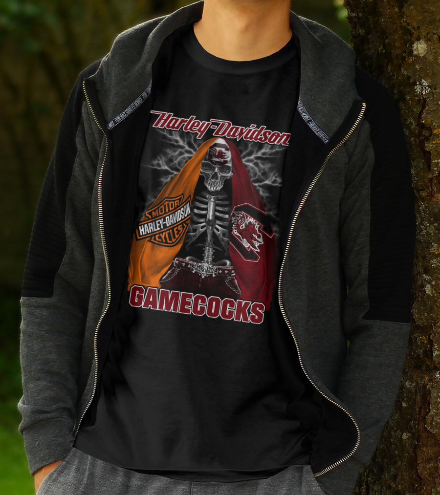 Harley Davidson South Carolina Gamecocks Skeleton Logo M2D23 T-Shirt