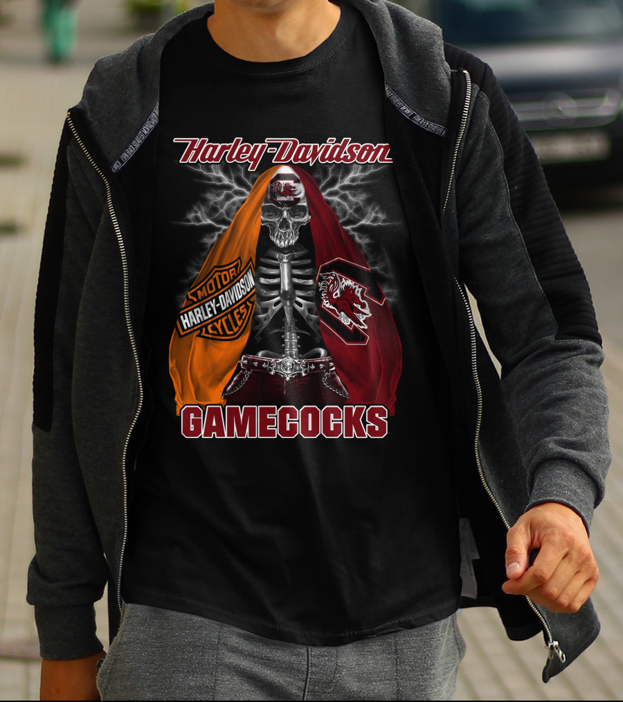 Harley Davidson South Carolina Gamecocks Skeleton Logo M2D23 T-Shirt