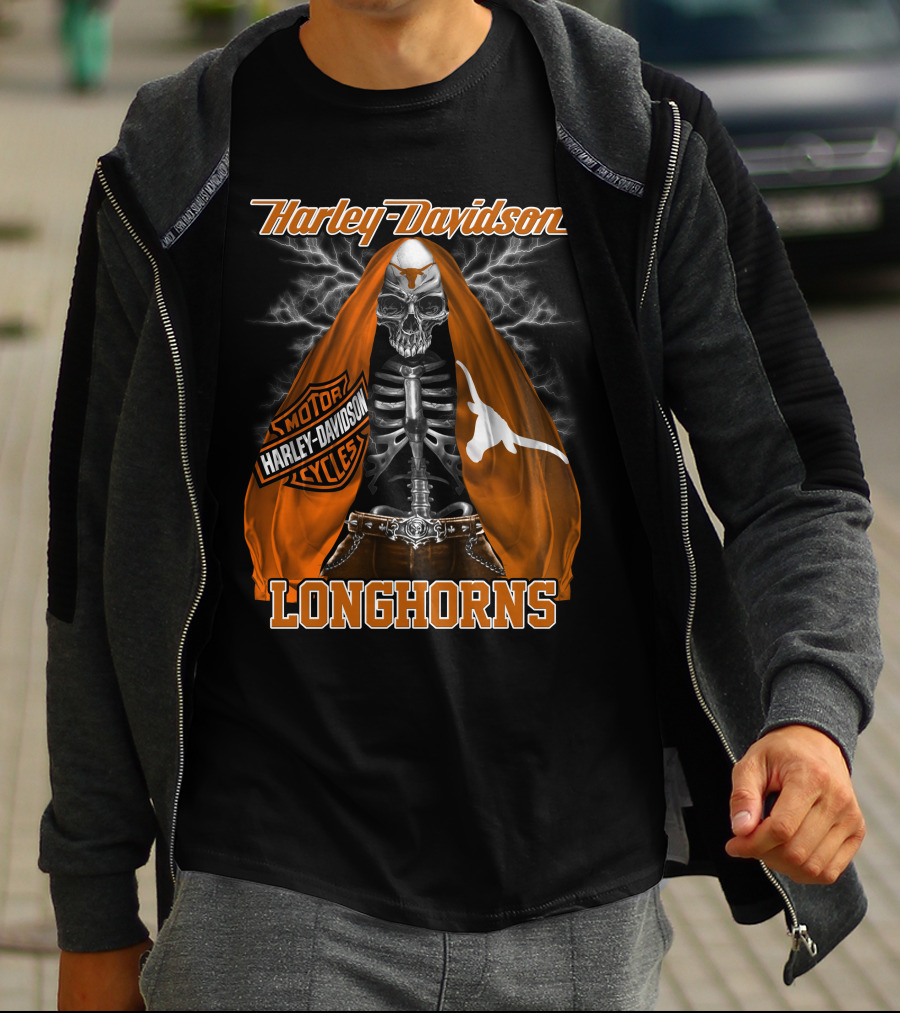 Harley Davidson Motorcycles Skeleton Longhorns T-Shirt