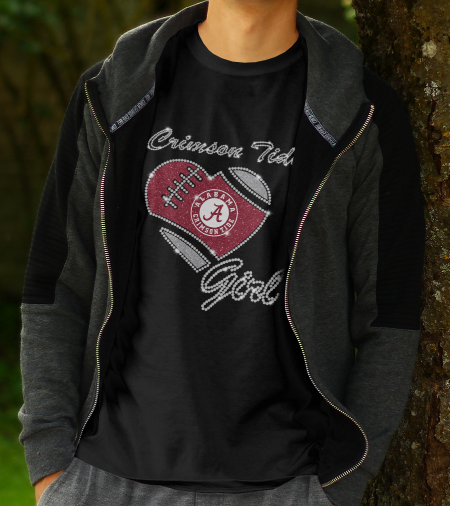 Crimson Tide Girl Alabama Crimson Tide Football Heart T-Shirt