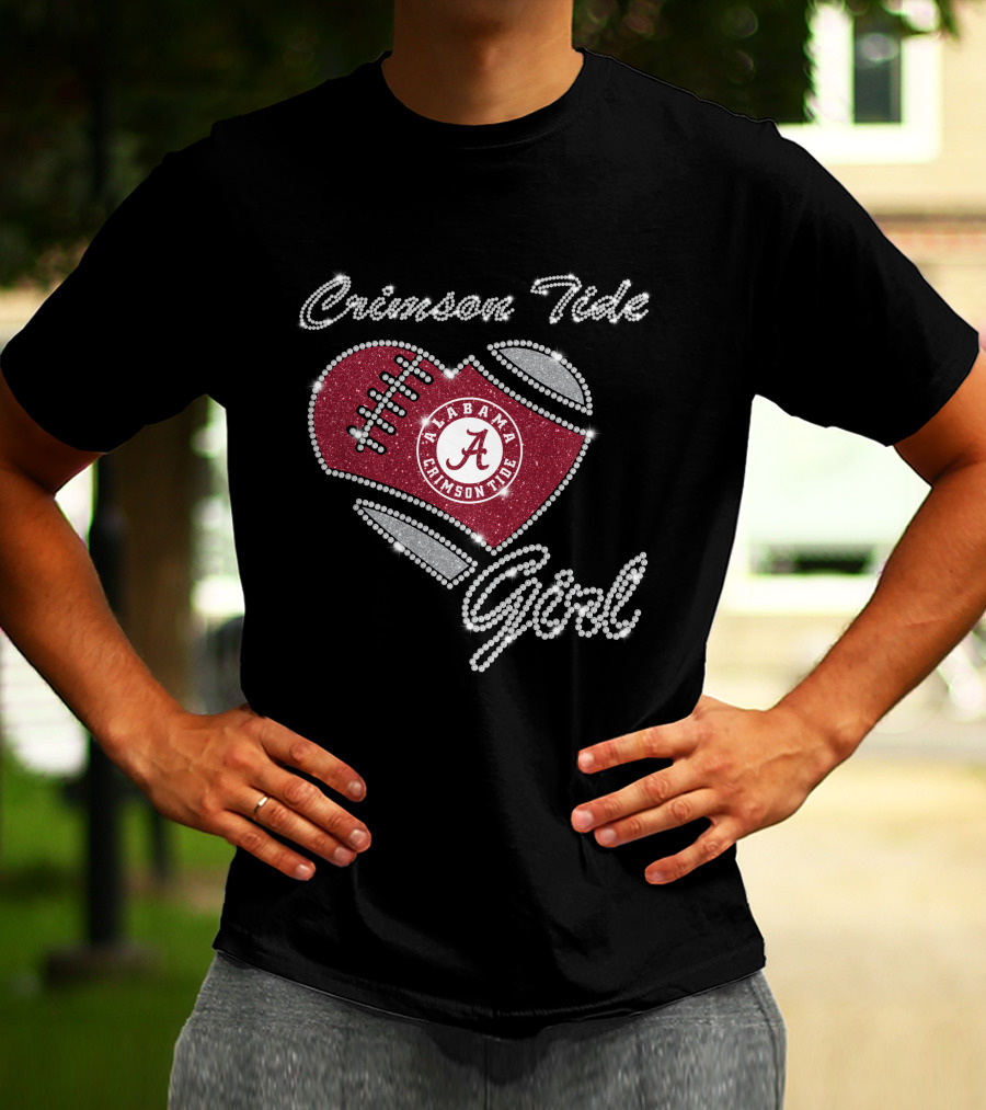 Crimson Tide Girl Alabama Crimson Tide Football Heart T-Shirt