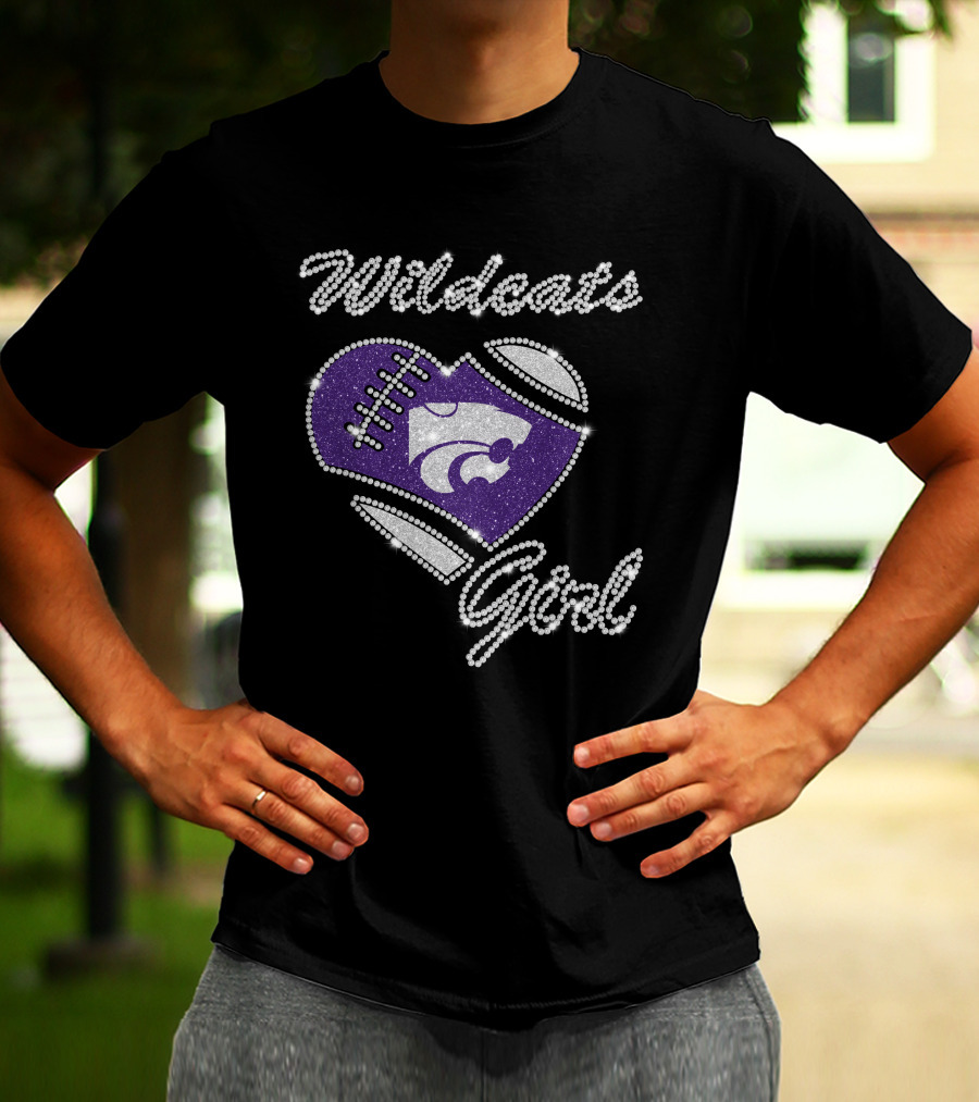 Wildcats Girl Kansas State Football Heart T-Shirt