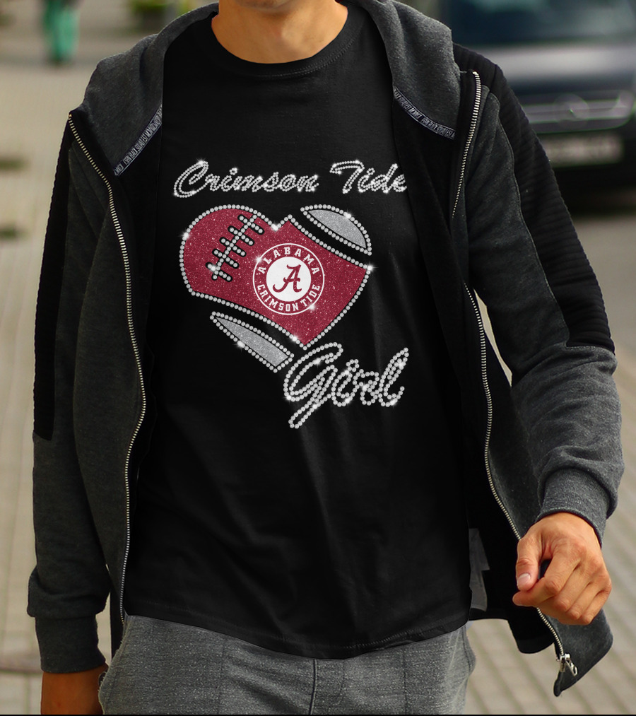 Crimson Tide Alabama Crimson Tide Girl Football Heart T-Shirt