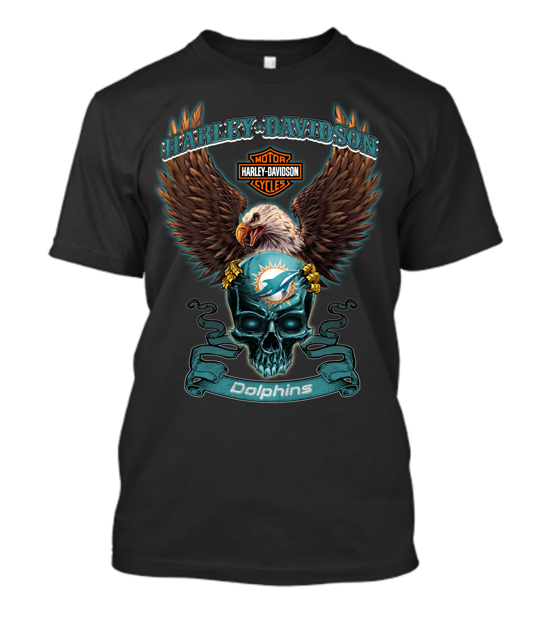 Harley Davidson Miami Dolphins Motor Cycles T-Shirt