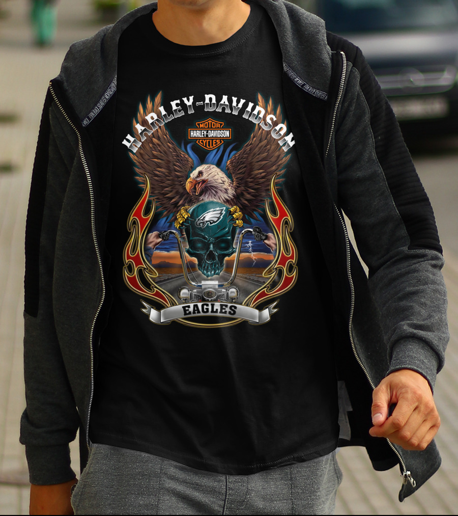 Harley Davidson Motor Cycles Eagles Philadelphia Eagles T-Shirt