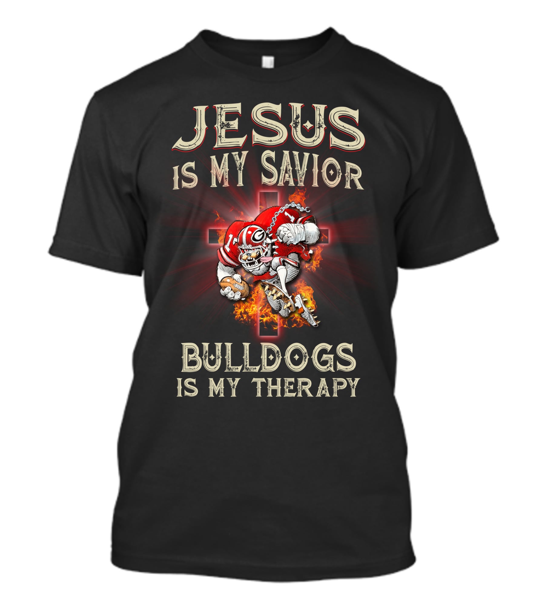 Jesus Is My Savior Bulldogs Is My Therapy Georgia Bulldogs Ncaa T-Shirt