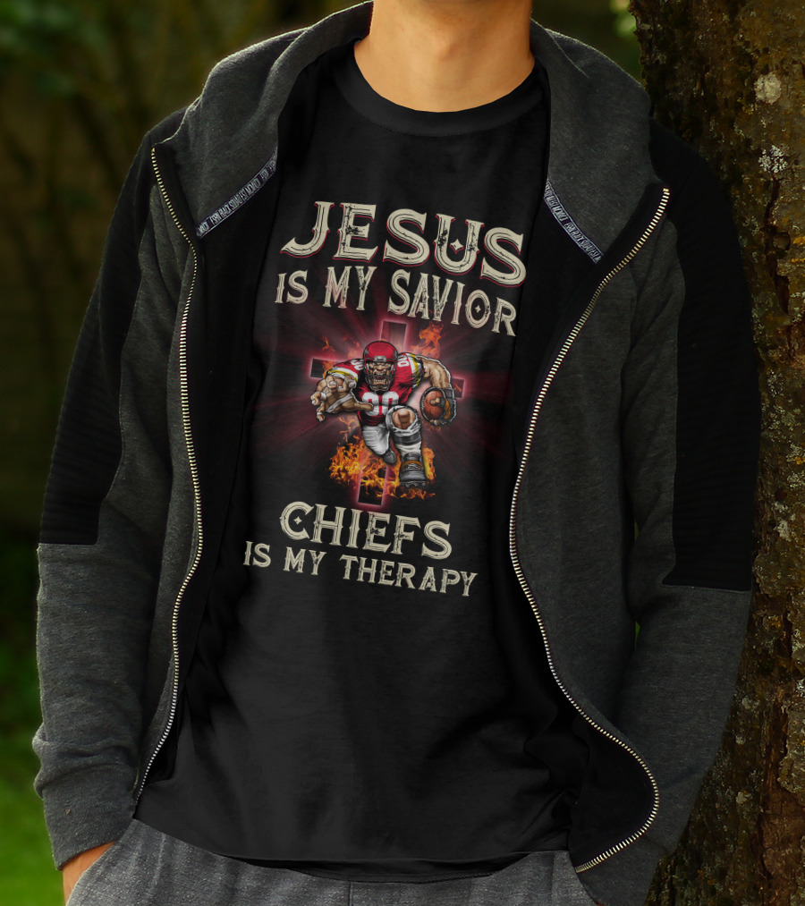 Kansas City Chiefs Jesus Is My Savior Chiefs Is My Therapy T-Shirt