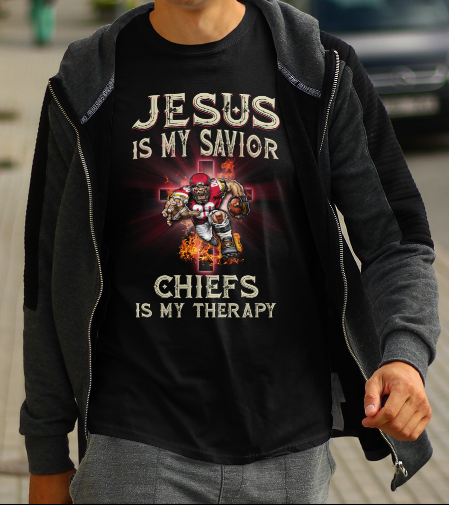 Kansas City Chiefs Jesus Is My Savior Chiefs Is My Therapy T-Shirt