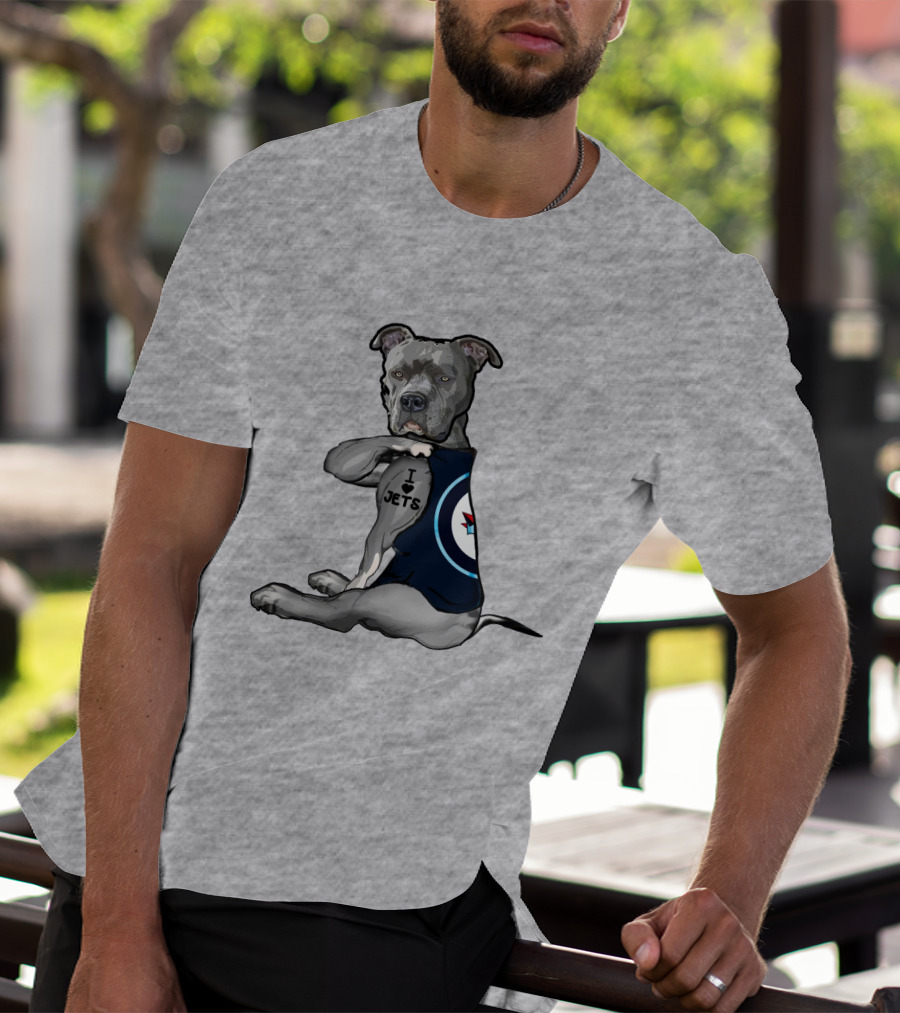 I Love Jets Pitbull Fan With Winnipeg Jets T-Shirt