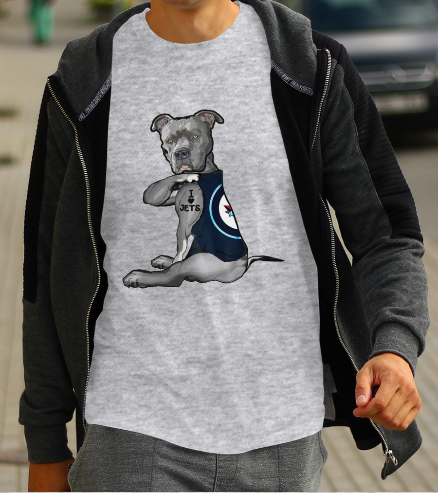 I Love Jets Pitbull Fan With Winnipeg Jets T-Shirt
