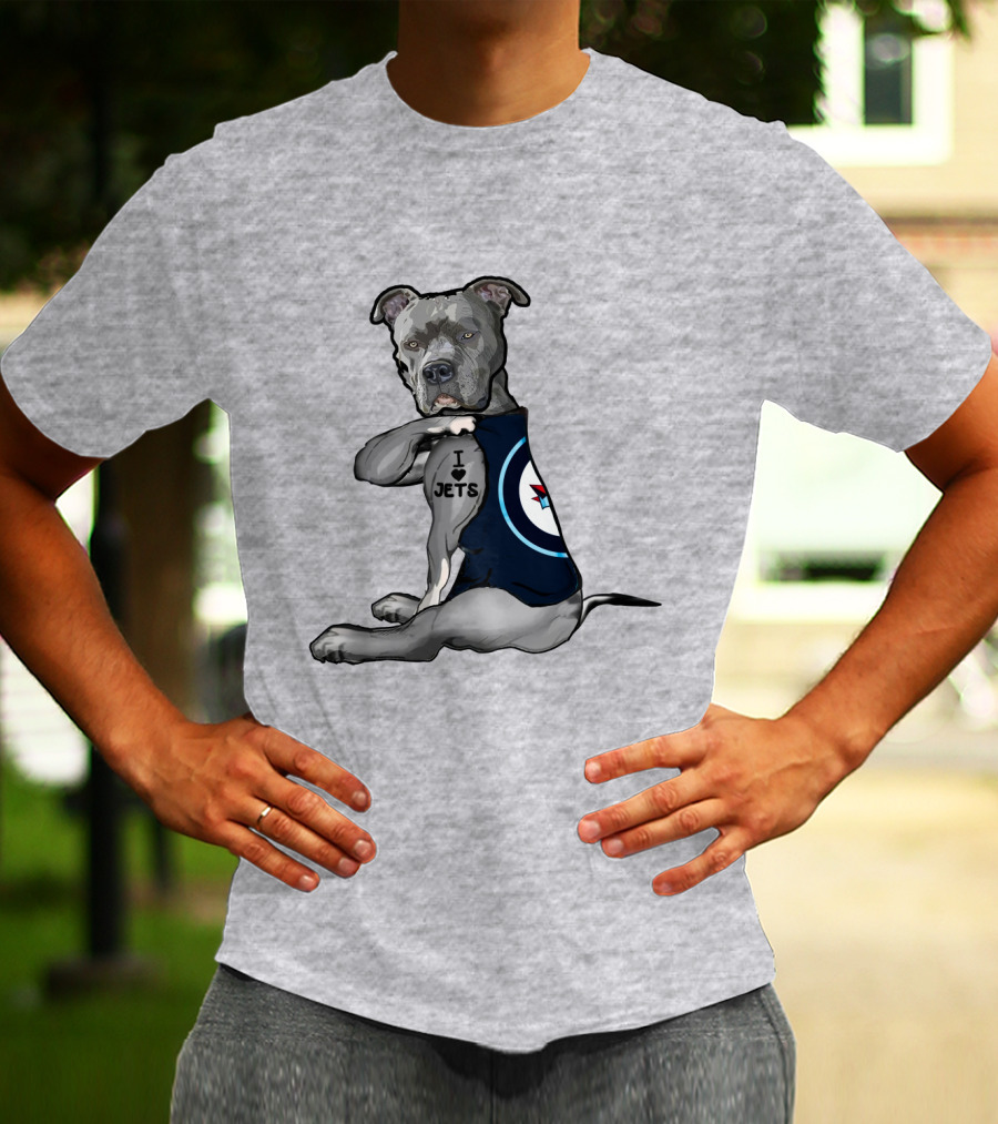 I Love Jets Pitbull Fan With Winnipeg Jets T-Shirt