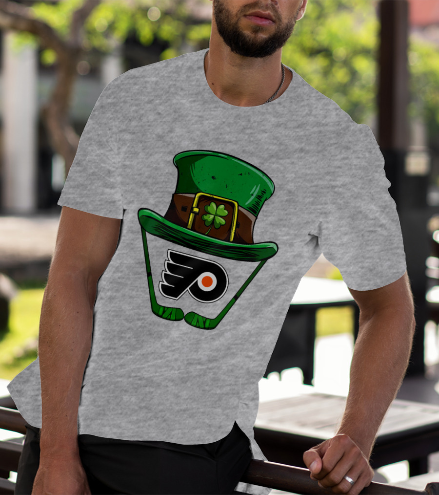 Philadelphia Flyers St. Patrick's Day Hockey Hat And Shamrock T-Shirt