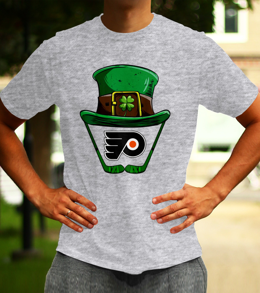 Philadelphia Flyers St. Patrick's Day Hockey Hat And Shamrock T-Shirt