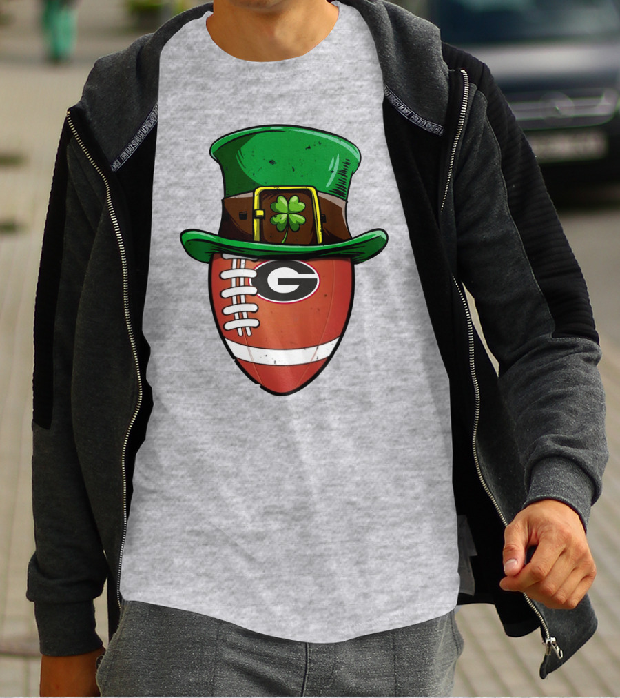 Georgia Bulldogs Football St Patrick's Day Shamrock Hat T-Shirt