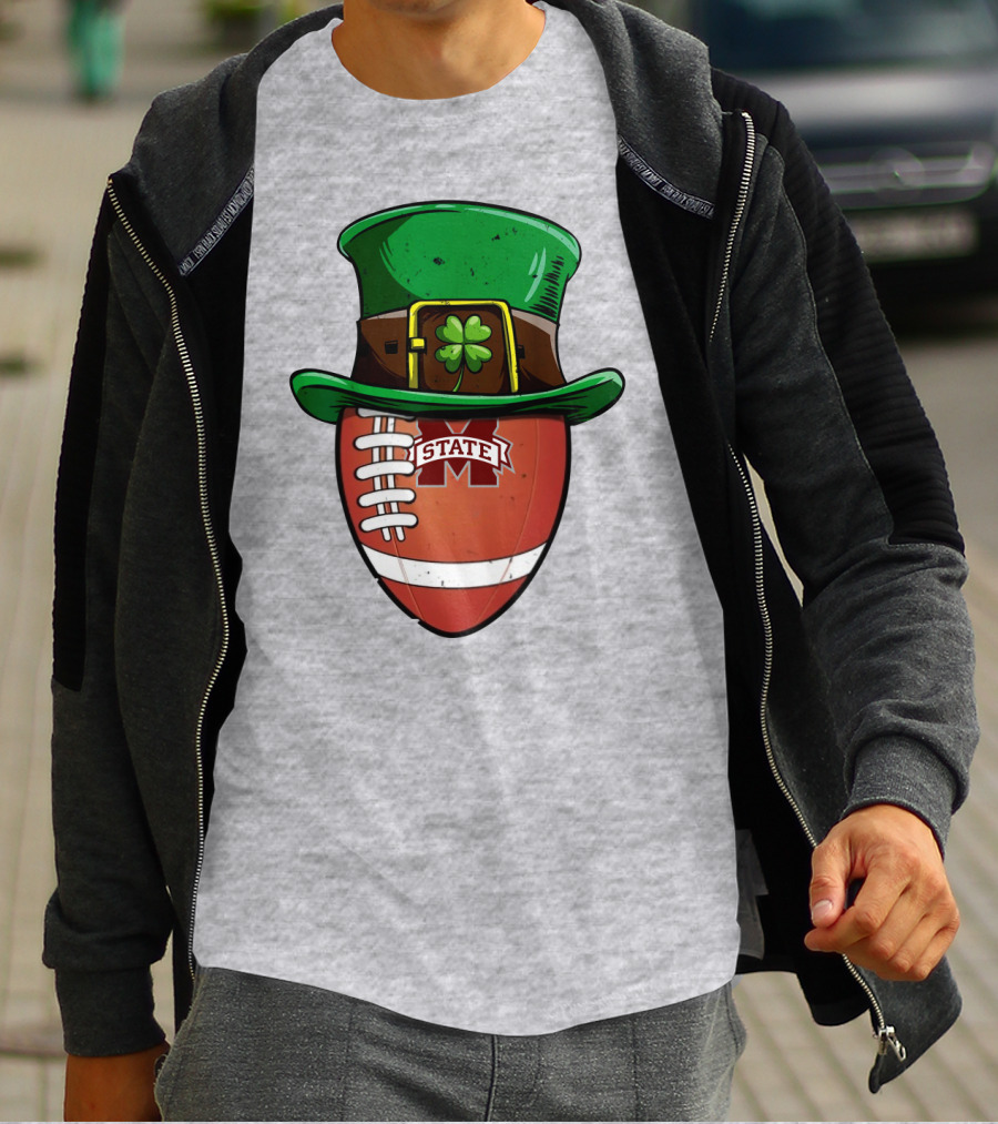 Mississippi State Bulldogs Football Leprechaun Hat Shamrock T-Shirt