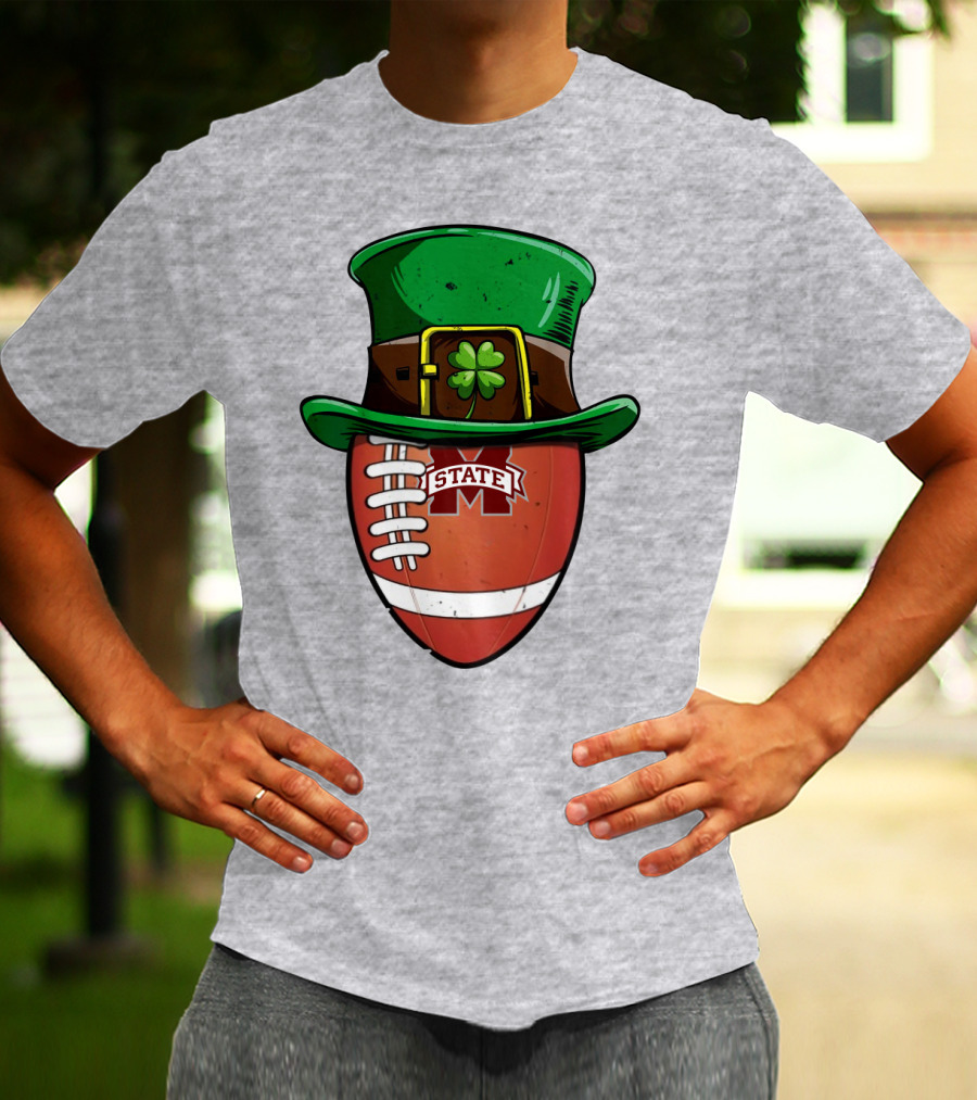 Mississippi State Bulldogs Football Leprechaun Hat Shamrock T-Shirt