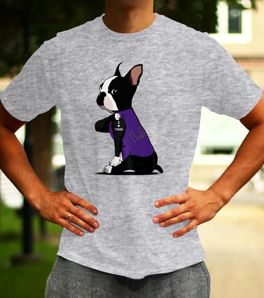 I Love LSU Tigers Bulldog T-Shirt