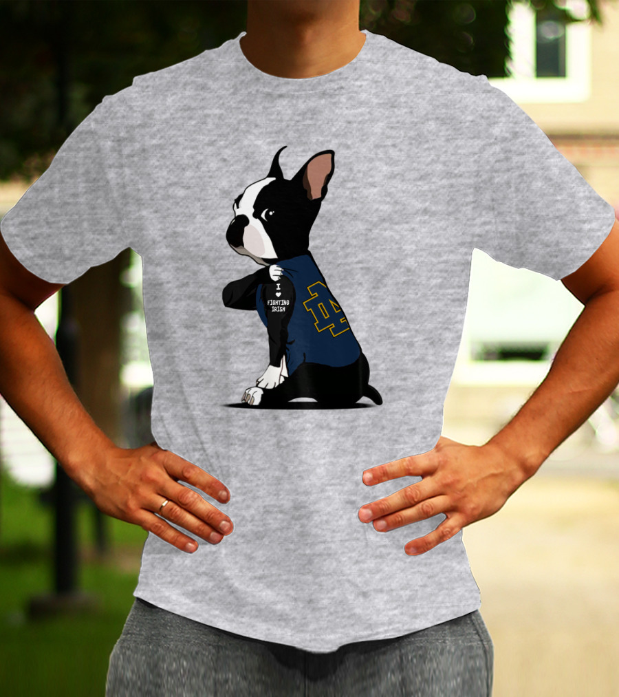 Notre Dame Fighting Irish ND Logo Bulldog I Love Fighting Irish T-Shirt