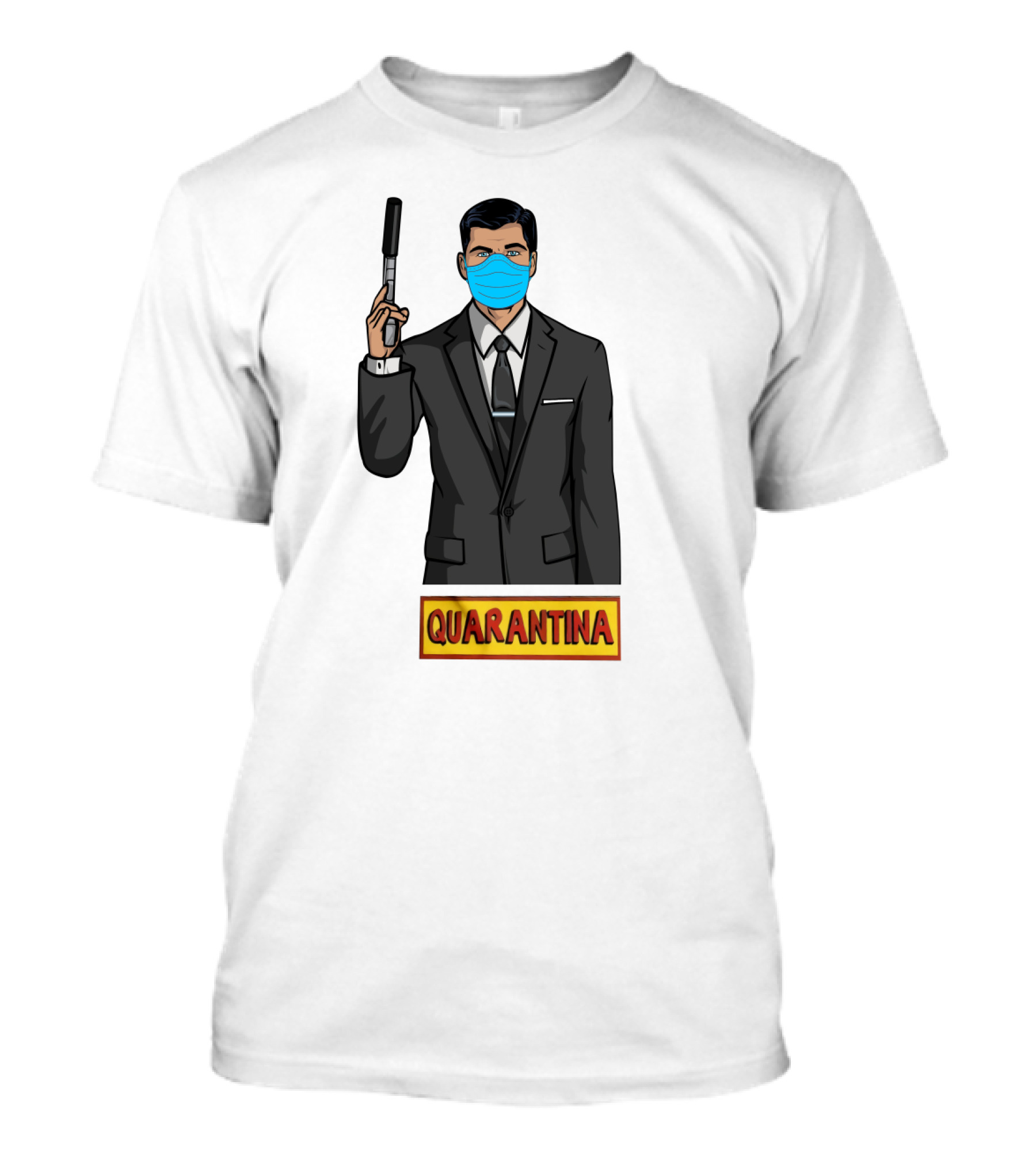 Archer Quarantina Masked Suit Man With Gun T-Shirt
