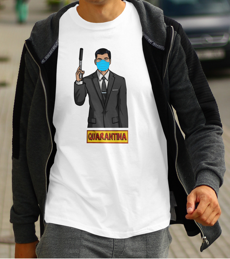 Archer Quarantina Masked Suit Man With Gun T-Shirt