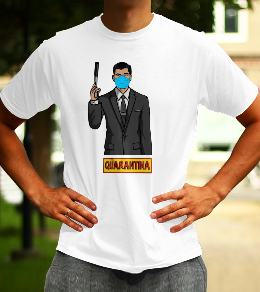 Archer Quarantina Masked Suit Man With Gun T-Shirt