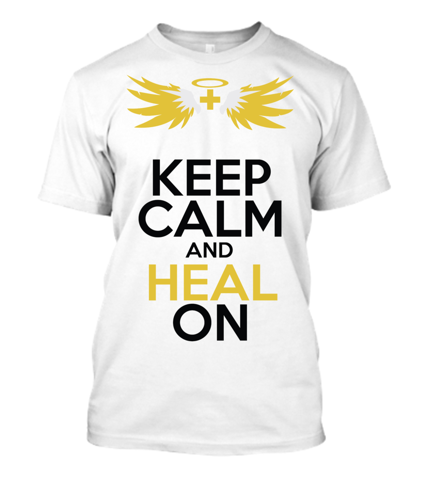 Keep Calm And Heal On Angel Wings Halo Cross T-Shirt