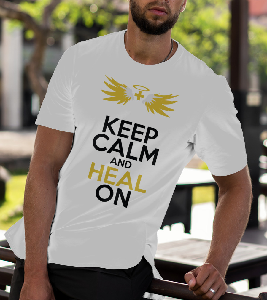 Keep Calm And Heal On Angel Wings Halo Cross T-Shirt