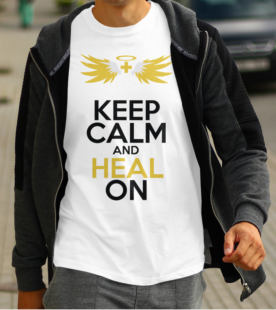 Keep Calm And Heal On Angel Wings Halo Cross T-Shirt