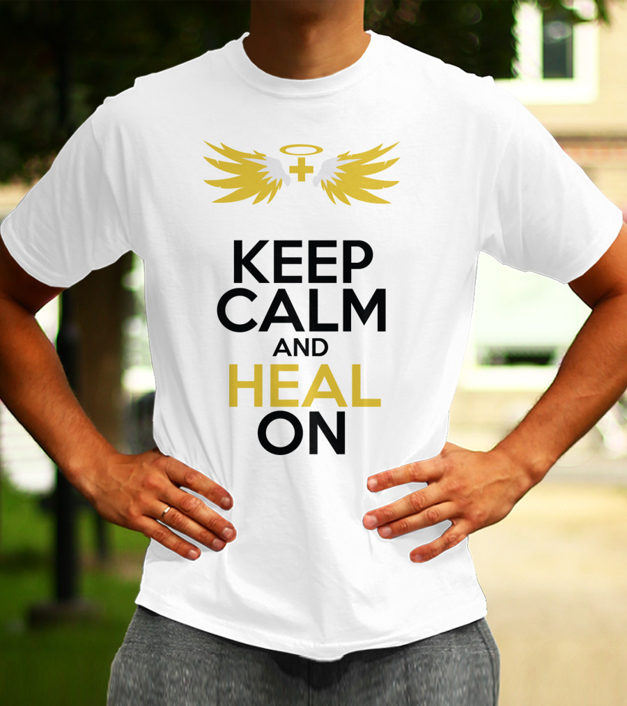 Keep Calm And Heal On Angel Wings Halo Cross T-Shirt