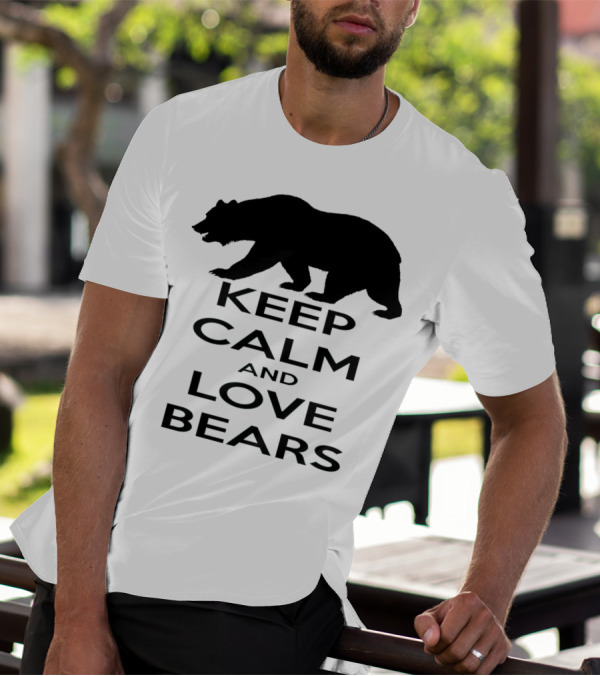 Keep Calm And Love Bears With Silhouette Walking Bear T-Shirt