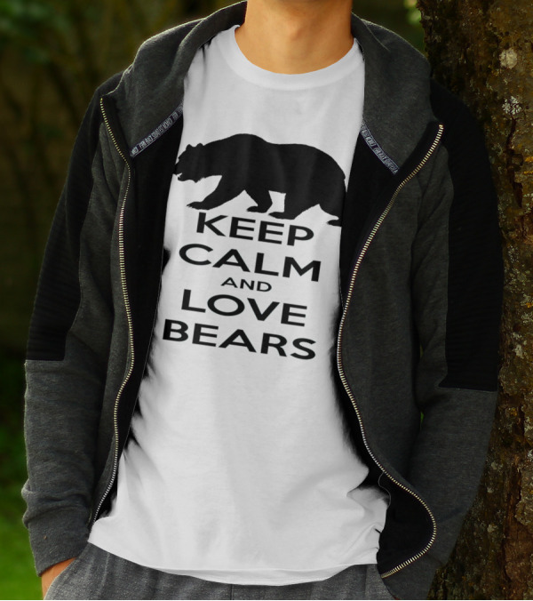 Keep Calm And Love Bears With Silhouette Walking Bear T-Shirt