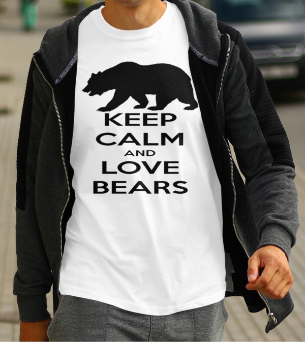 Keep Calm And Love Bears With Silhouette Walking Bear T-Shirt