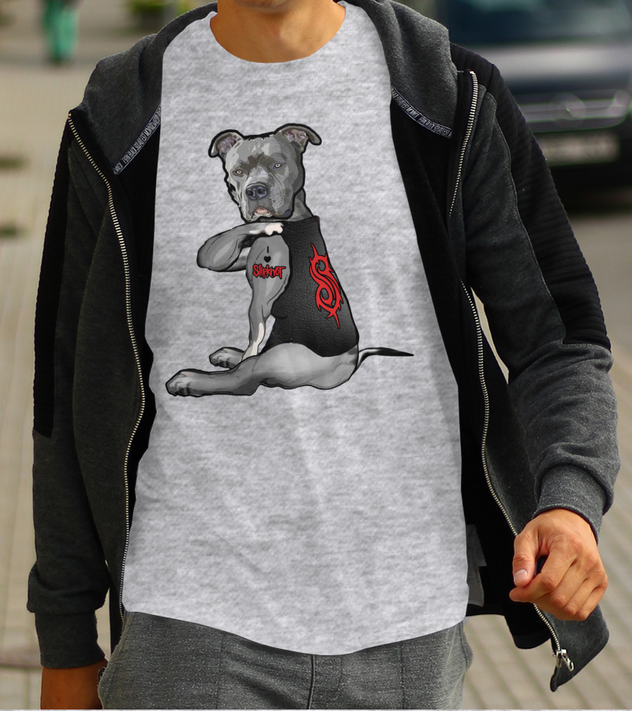 Slipknot Dog Ink Tattoo Icon With Band Logo And Vest T-Shirt