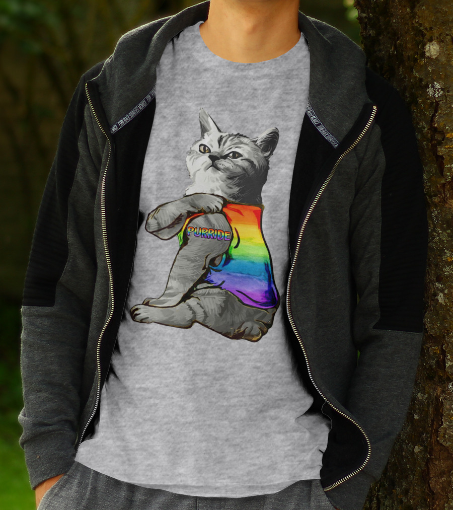 Purride Cat In Rainbow Colors T-Shirt