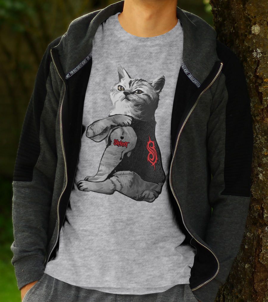 Slipknot Cat With Logo And Heart Tattoo T-Shirt