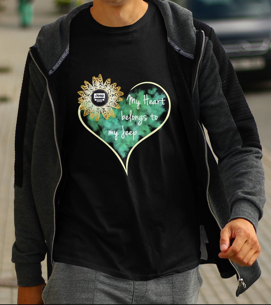 My Heart Belongs To My Jeep Sunflower T-Shirt