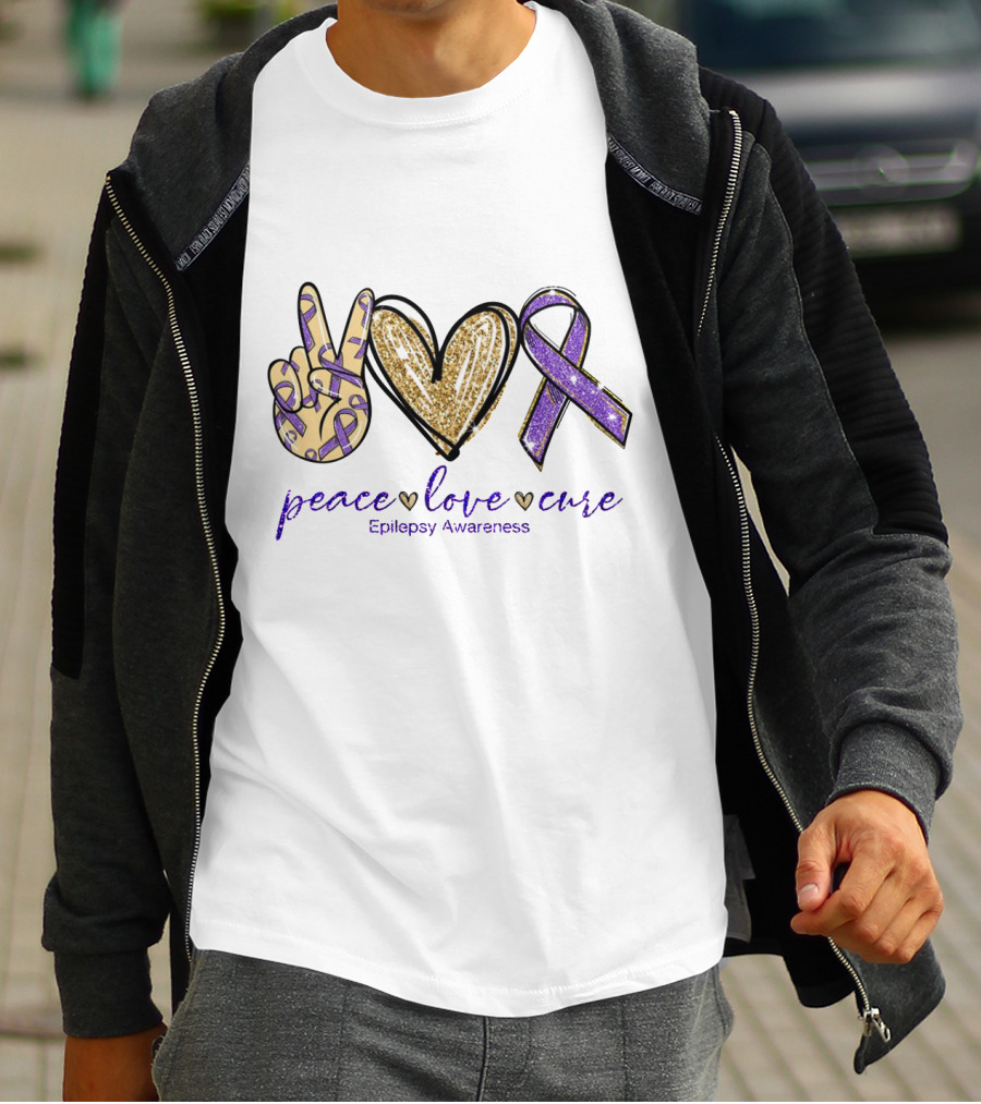 Epilepsy Awareness Peace Love Cure T-Shirt