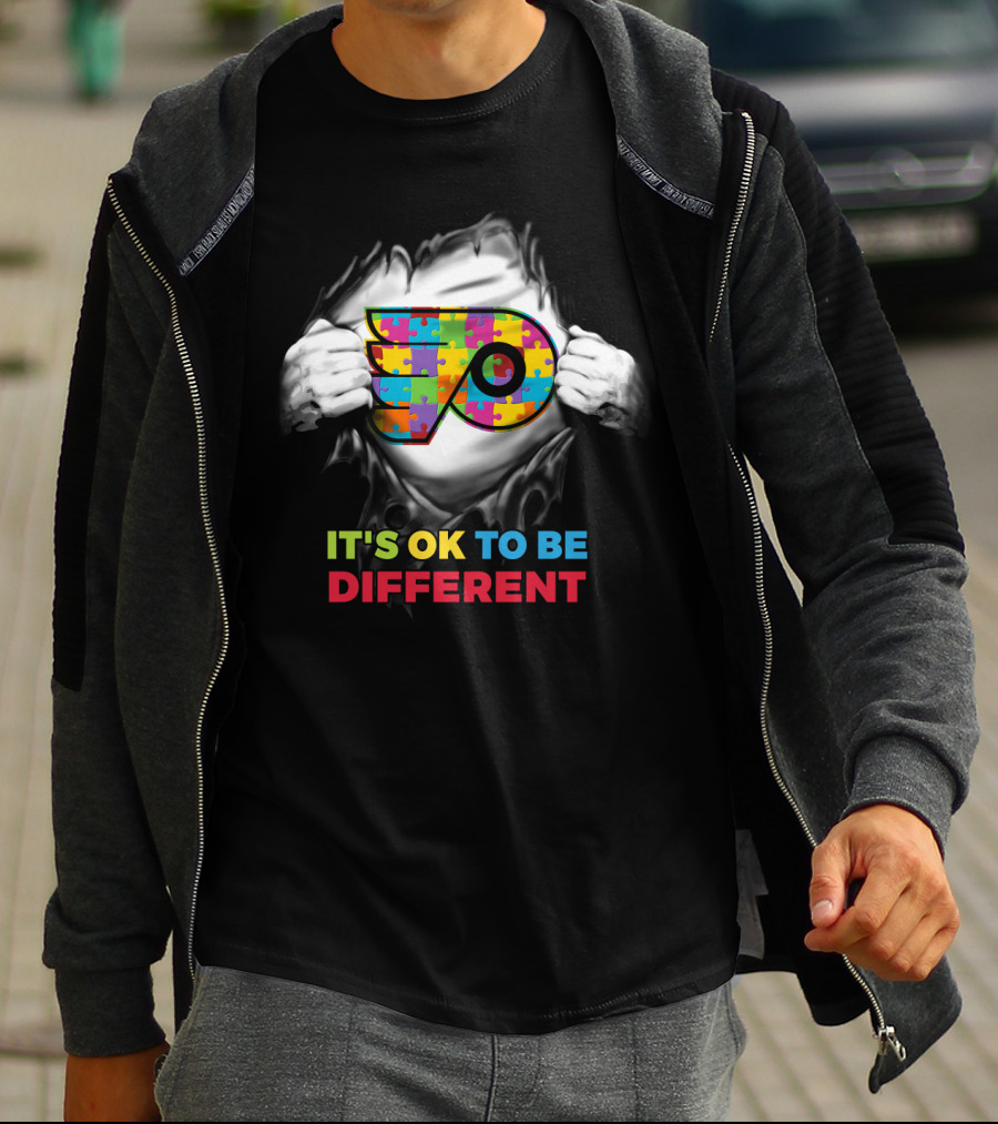 It's Ok To Be Different Autism Puzzle Flyer Nhl T-Shirt