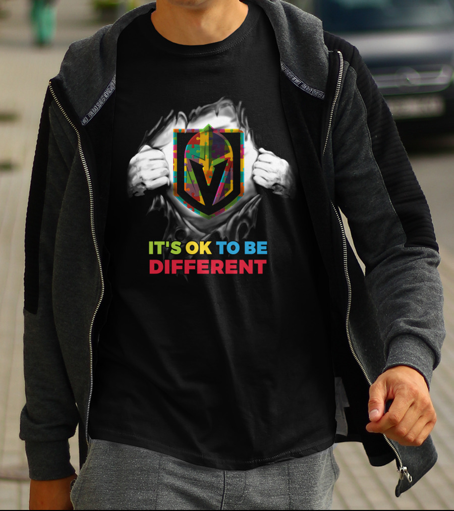 It's Ok To Be Different Autism Puzzle Vegas Golden Knights T-Shirt