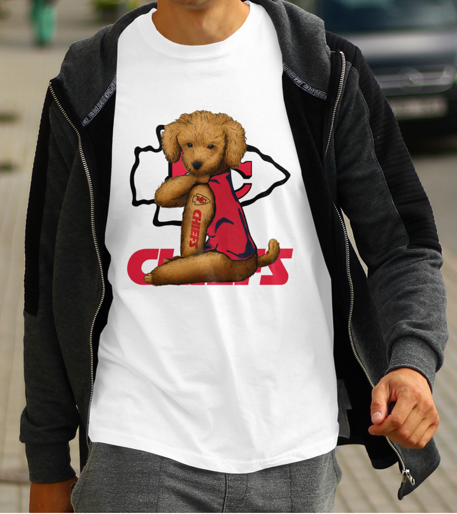 Poodle Chiefs KC Chiefs Logo Dog In Red Jersey T-Shirt