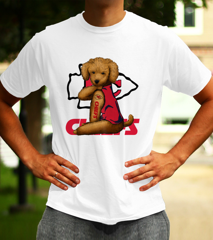 Poodle Chiefs KC Chiefs Logo Dog In Red Jersey T-Shirt